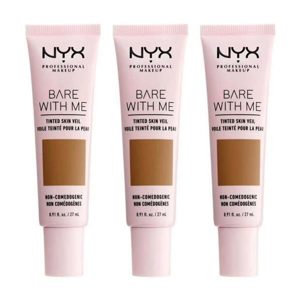 NYX Cosmetics 3 x NYX Professional Makeup Bare With Me Tinted Skin Veil 27ml - 07 Cinnamon Mahogany