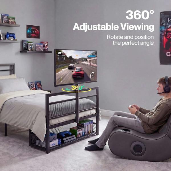 Levede Single Bed Frame Gaming Bed TV Bed 360° Rotating Mount Metal Black