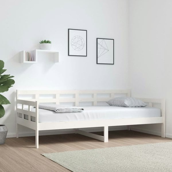 Berkfield Day Bed White Solid Wood Pine 90x190 cm