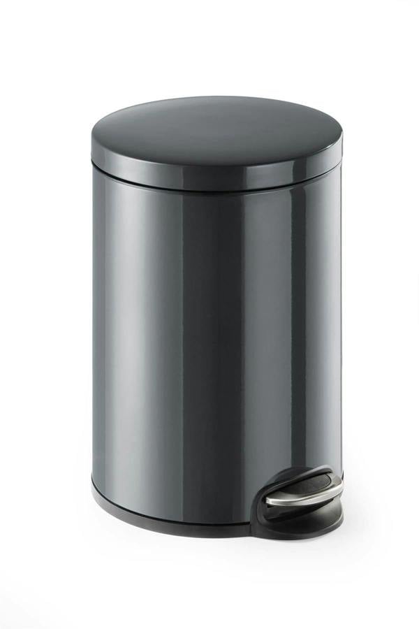 Durable Steel Pedal Bin 20L | Soft-Close Round Waste Bin | Charcoal Grey