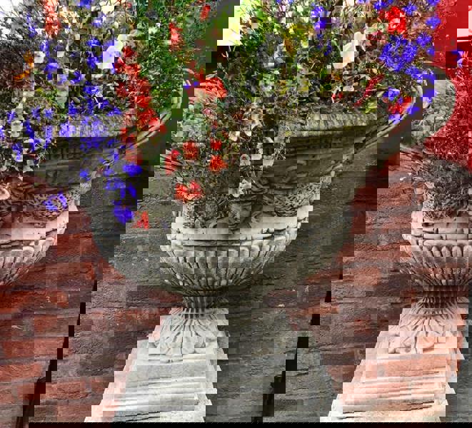 Pair of Large Oval Antique Garden Urns