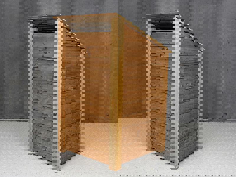 Arbor Garden Solutions Wooden Log Store with Door and Shelf W-79cm, H-126cm or 180cm, D-88cm - Brown Finish