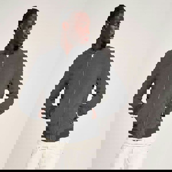 Barneys Originals Men's Grey Goat Suede Bomber Jacket