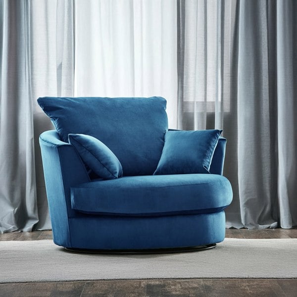 Furnishings For Less Fernando Plush Velvet Swivel Chair