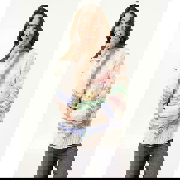 Blue Vanilla Colourful 3D Flower Jumper With Stripes