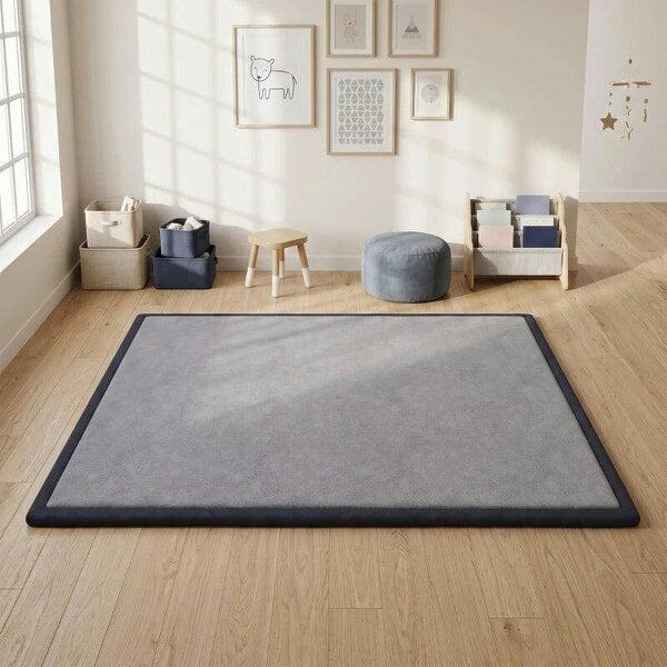 Baby Play Mat, 3CM Thick Foam Playmat Rug, Soft Flannel, Non-Slip, Water Resistant, Easy Care, 180 x 150 cm, Dark Grey
