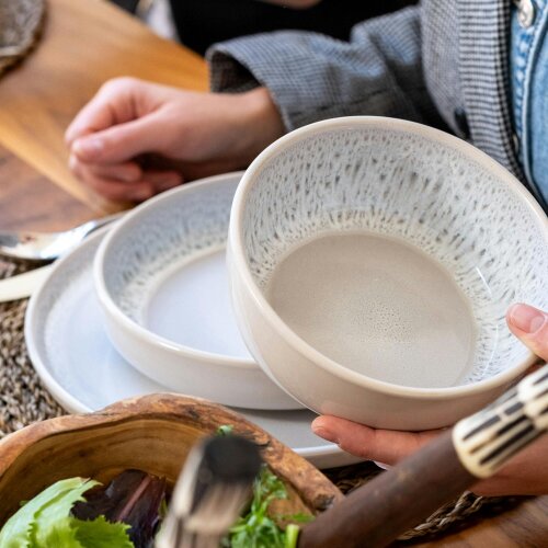 Scandi Home Stockholm Ceramic Dinner Plates, Set of 4, 27cm, Oatmeal Reactive Glaze