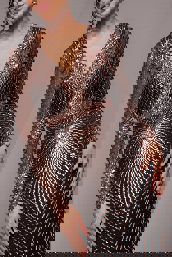 Starburst Sequin Maxi Dress - Rosegold DR1824