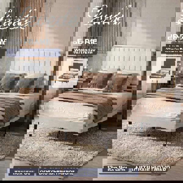 Levede Double Bed Frame Upholstered Platform Bedframe Adjustable Headboard