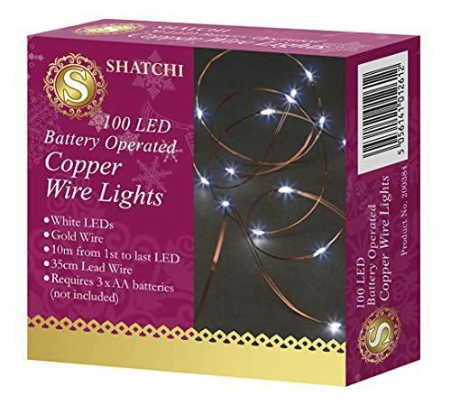 10 m Gold Wire Battery Operated String Lights with 100 Cool White LEDs image 4