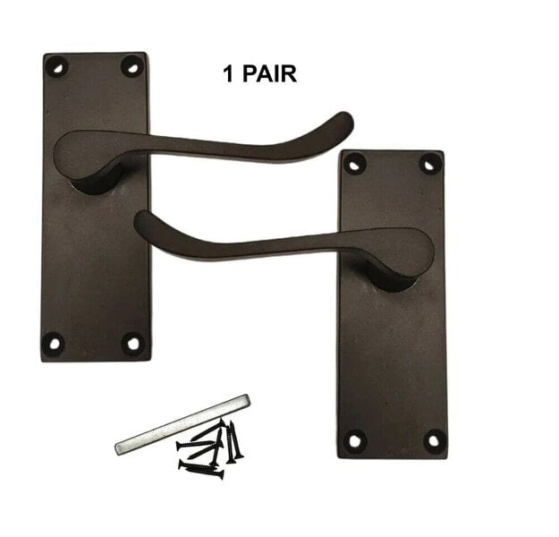 EDH Door Hardware Matt Black Victorian Scroll Door Handles on Backplate – 118mm x 42mm 4 Pairs