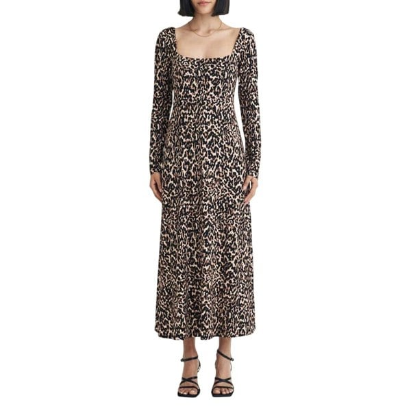 Nobody's Child Women's Aidie Leopard Print Midi Dress - Brown