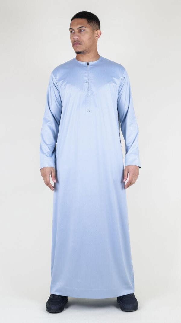 Infinity Leather Men's Thobe Robe Satin Emirati Islamic Jubba Eid Regular Fit