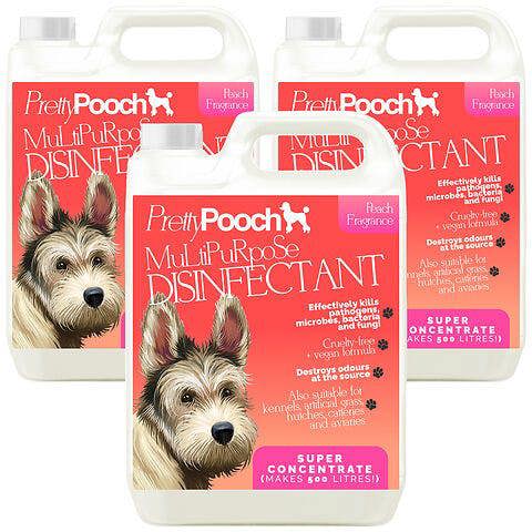Pretty Pooch Multipurpose Disinfectant - Cleaner, Sanitiser, Deodoriser - Concentrated Formula - Peach 5L x3