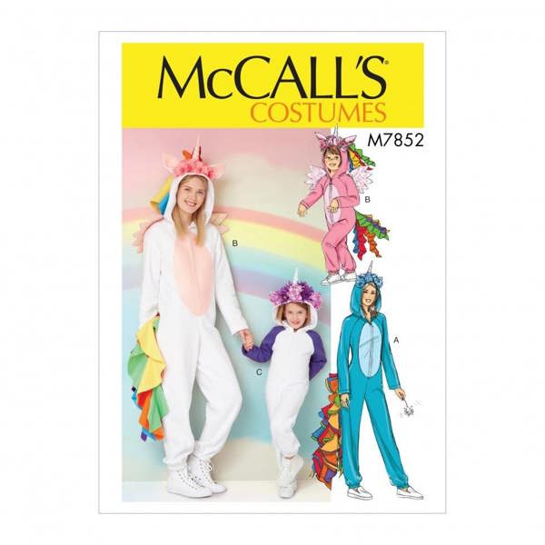McCalls 7852 Paper Sewing Pattern – Women's, Teens' & Kids' Onesie & Costume, Size S-XL, Easy