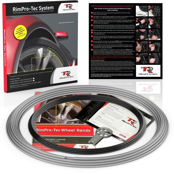 RimPro-Tec Group 4x Silver Base's 4x Black Pinstripe's / RimPro-Tec® Wheelbands™ car wheel styling kit
