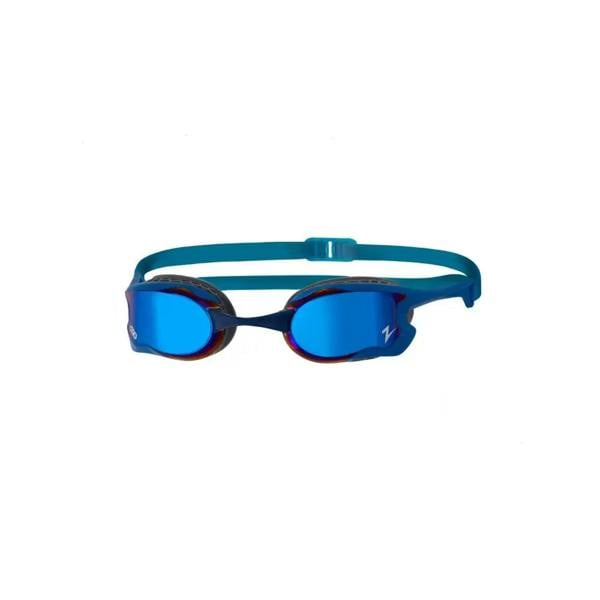 Zoggs Raptor HCB Mirror swim goggles with blue red lenses teal strap