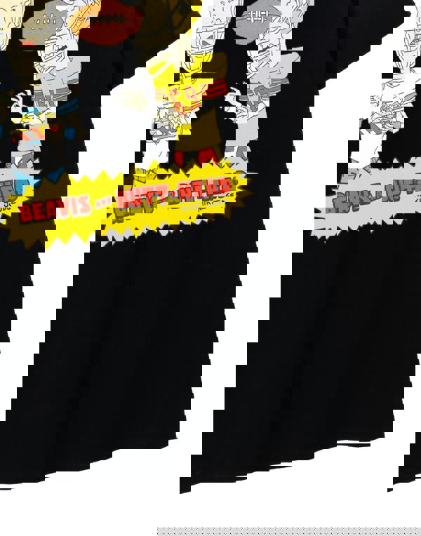 Beavis And Butthead Mens Black Football Short Sleeved T-Shirt