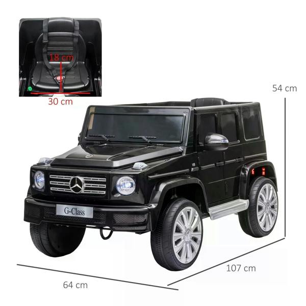 Black kids electric ride-on car with open seat, dashboard, and front wheel details