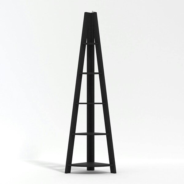 Wyld Haus Athy Black Wooden Corner Ladder Shelving 5 Shelves