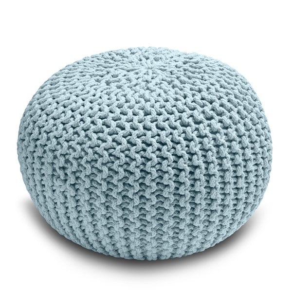 Snug City Knitted Pouffe Chunky Round Footstool Ottoman 100% Cotton