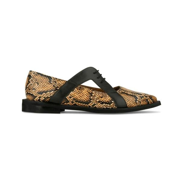 Embassy London Harlowe - Brown Snake - Women's cutout leather lace up shoe
