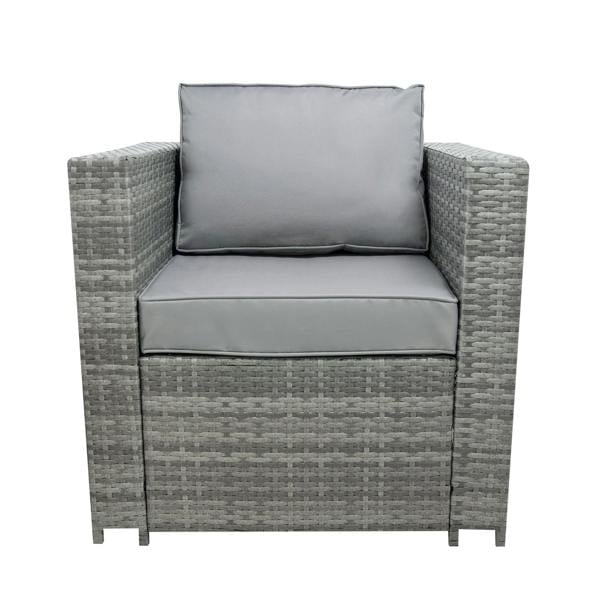 Jardi 8 Seater Rattan Furniture Set With Firepit – Grey