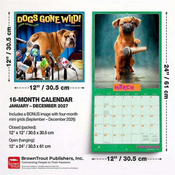 Dogs Gone Wild Calendar 2027, Wall Calendars, Month To View, Dogs, Gift