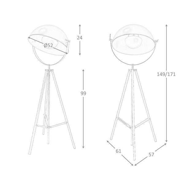 Angel Cerdá Floor lamp in black steel and polished gold steel 8105
