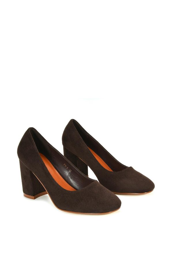 XY LONDON Round Toe Mid Block Heel Court Shoe Heels