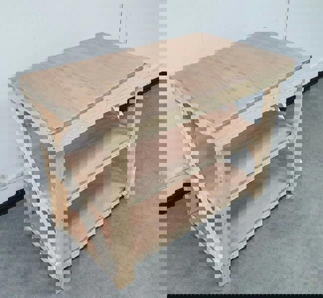 Arbor Garden Solutions Wooden Workbench 18mm Eucalyptus Hardwood Top With Double Shelf