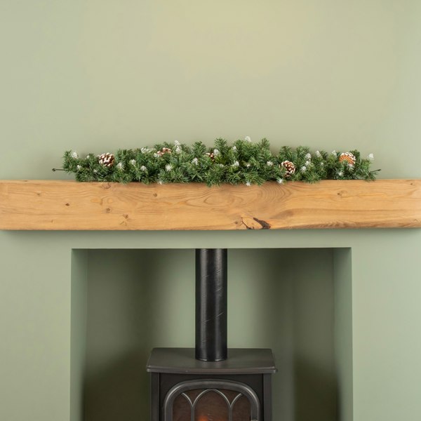 Samuel Alexander 90cm Snow King Fir Christmas Swag Garland with Pine Cones & Snow Tips
