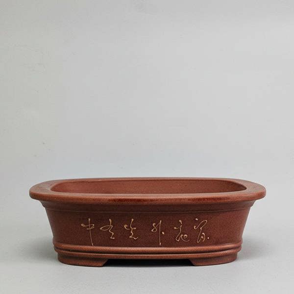 Yorkshire Bonsai Premium 23cm Bonsai Pot | Rectangle | Handmade, Machine Stamped | Iron Oxide Finish | 23cm x 16cm x 7cm
