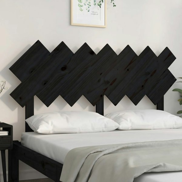 Berkfield Bed Headboard Black 141x3x80.5 cm Solid Wood Pine