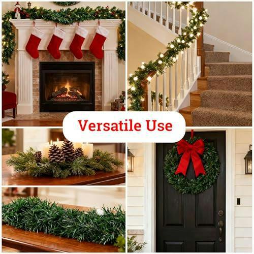 16m Alaskan Green Christmas Garland Family - Single, 2 Pack and 3 Pack Festive Decorative Foliage image 6