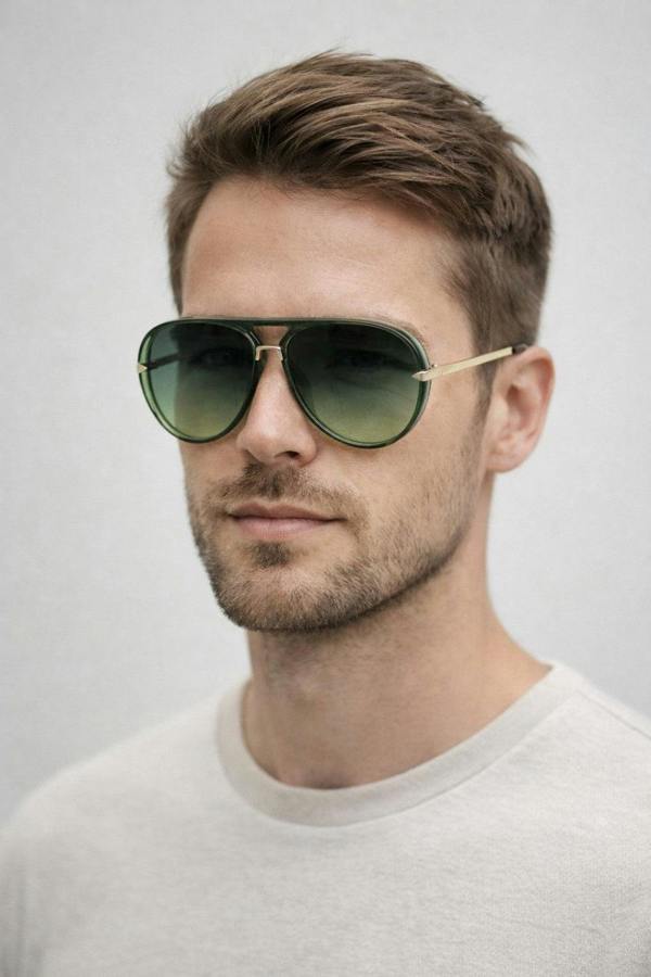 SVNX Bold Aviator Metal Arm Sunglasses In Green In Green