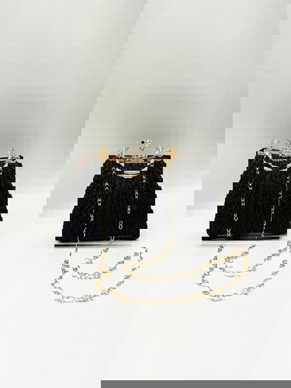 SVNX Glitter Metallic Fibre Clutch Bag