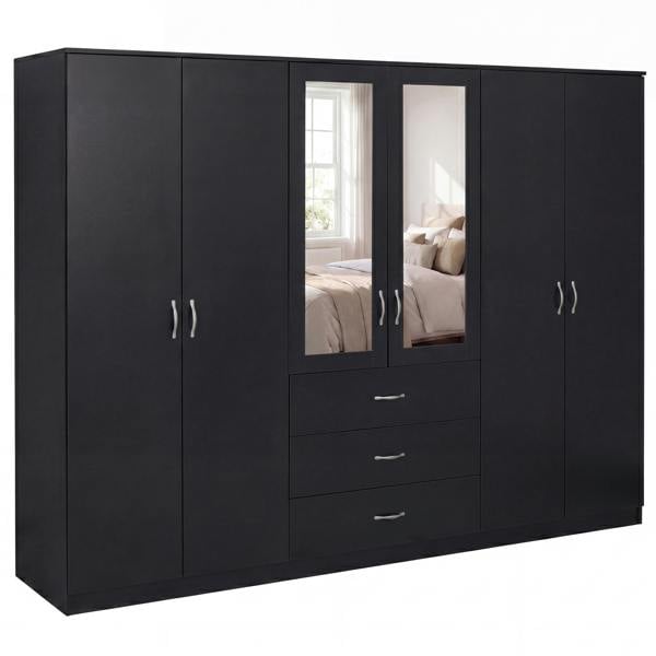 Vida Designs Riano 6 Door 3 Drawer Mirrored Wardrobe