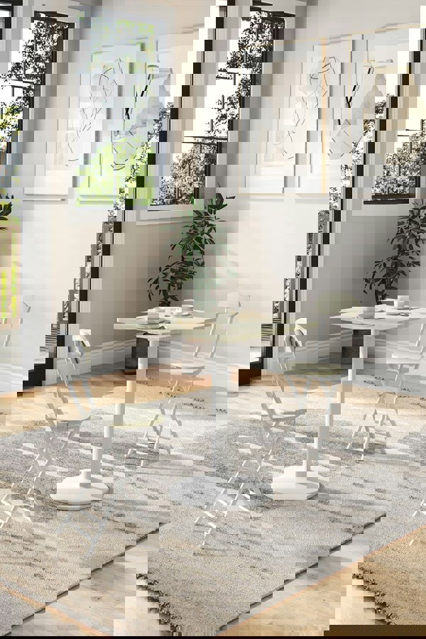 Living and Home 3pcs Square Table and 2 Chairs Set Indoor Outdoor Bistro Dining Set