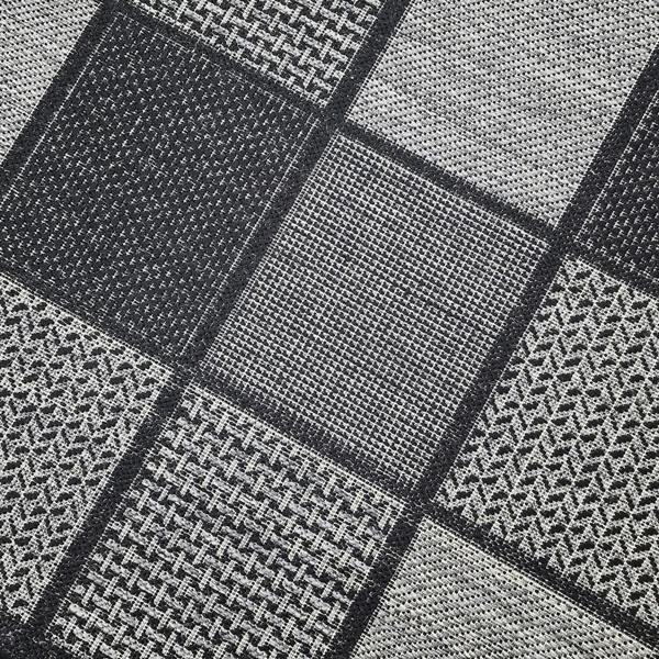 Non-Slip Black Rug Flat Weave Checkered Kitchen Dining Room Living Room Area Mat