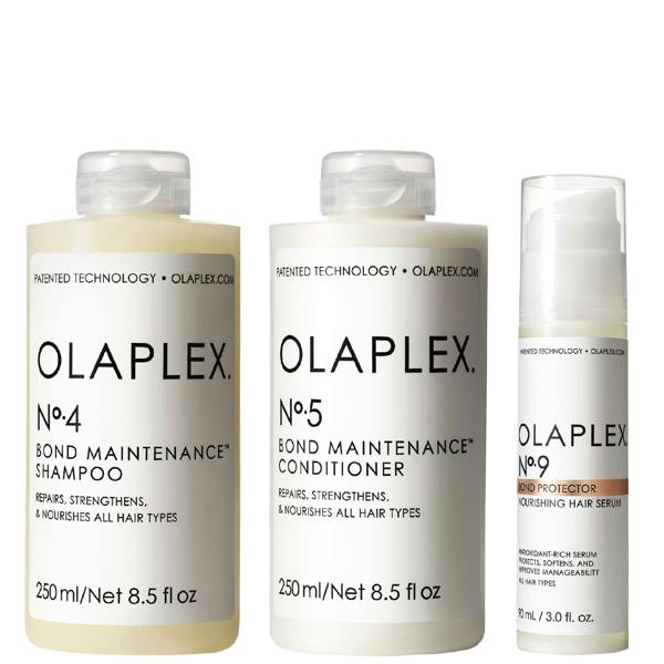 Olaplex Bundles Trio: Shampoo No.4 250ml, Conditioner No.5 250ml & Styling No.9 Hair Serum 90ml