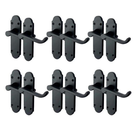 EDH Door Hardware Matt Black Internal Door Handles – 170mm x 42mm – 1, 4 or 6 Pairs – Handle Only or with Tubular Latch - 6 PAIR OF HANDLES