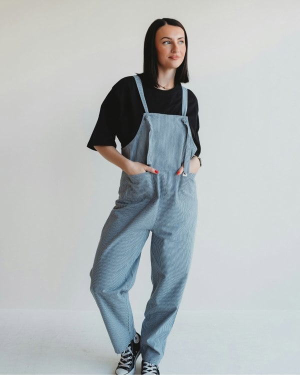 Lila Blue Pinstripe Print Dungarees - image 1