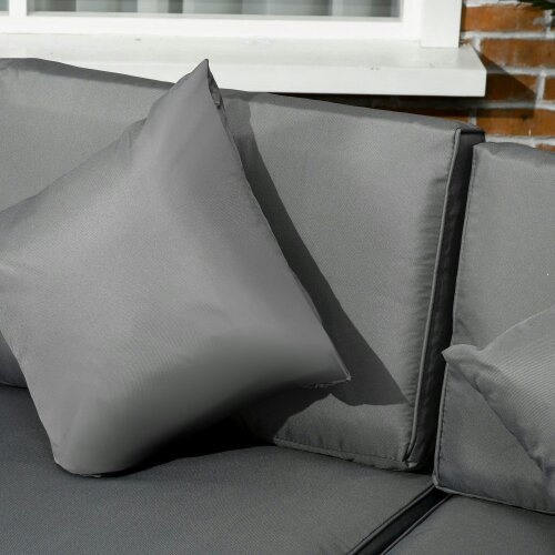 Wyld Haus Rero Rattan Grey 5 Seater Corner Sofa Set With Glass Table