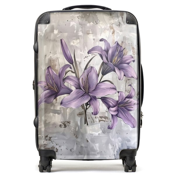 Warren Reed Purple Lilies In Bloom Suitcase