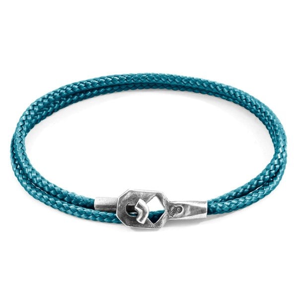 Anchor & Crew Ocean Blue Tenby Silver and Rope Bracelet 