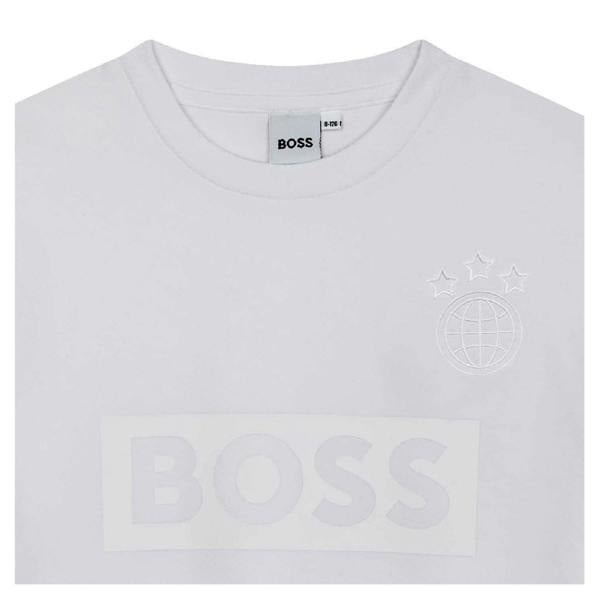 Boss Childrens/Kids Globe Crew Neck Regular T-Shirt - White - 