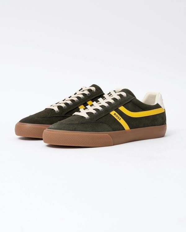 Front of the BOSS Orange Aiden Tenn Mipu Mens Trainers - Dark Green 307