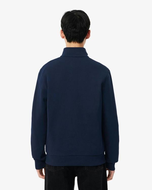 Lacoste Half Zip Mens Fleece Sweatshirt - Navy Blue 166 | CHO | Designer Mens Sweatshirts