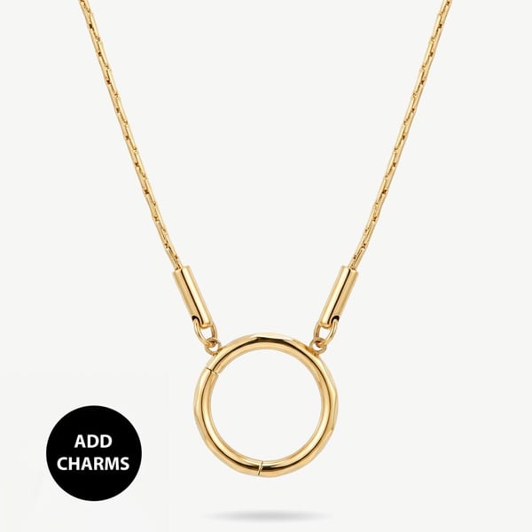 Gold Thin Chain Necklace For Charms (O Clasp)